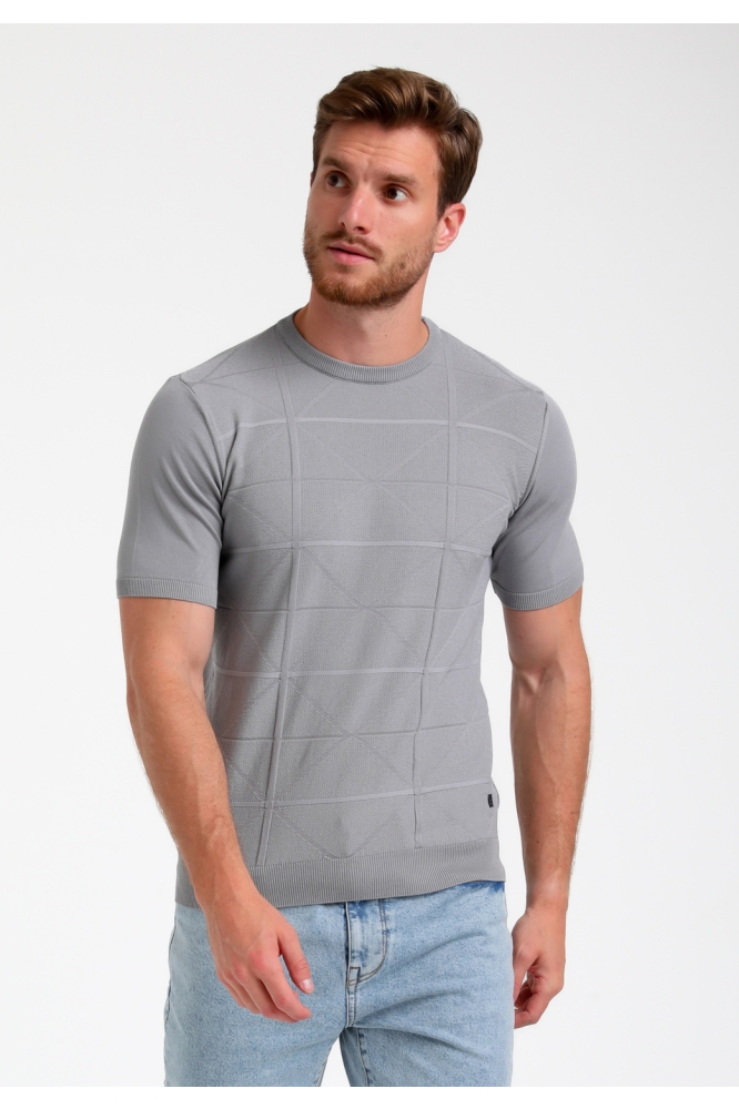 GESTRUCTUREERD T SHIRT 155510 605 grey melange